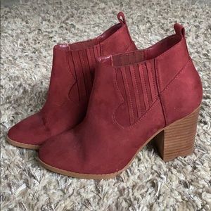 Faux Suede Maroon Forever 21 Ankle Booties